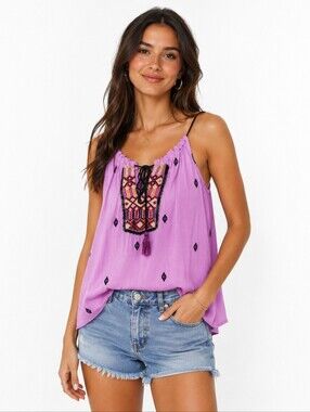 Vanessa Virginia Top | A | Lavender Embroidered